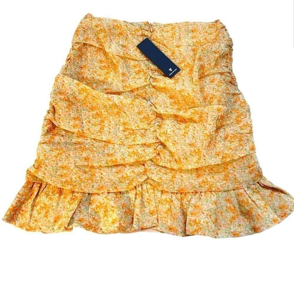 🆕Lulus - Ruche Toward Spring Orange Floral Print Ruched Mini Skirt - Picture 5 of 10